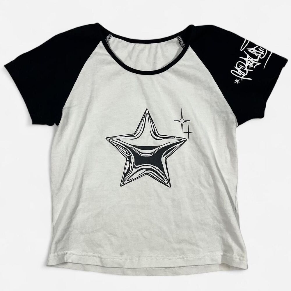 Unbranded Women's White and Black T-shirt